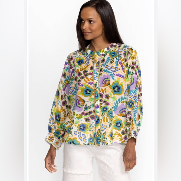 Johnny Was Tops - JOHNNY WAS KAT BLOOM SHIRRED YOKE BLOUSE